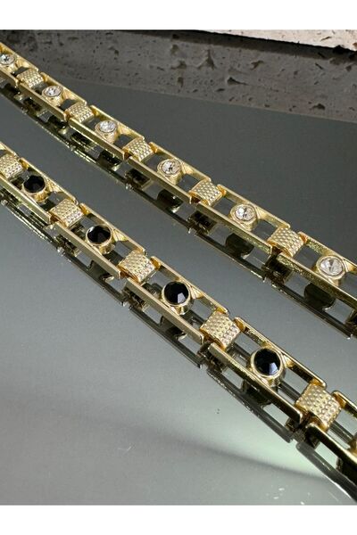 MITH SB TAKI Paslanmaz Çelik Rodyum Kaplama Siyah Taşlı Bileklik- Renk Atmaz ...