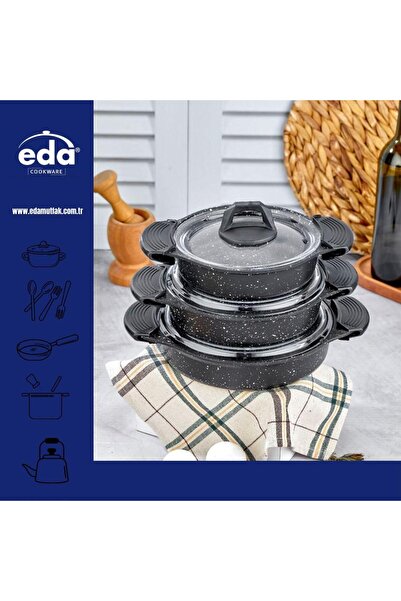 Eda Tugra Döküm Sahan Seti 18/18/20 Cam Kapaklı