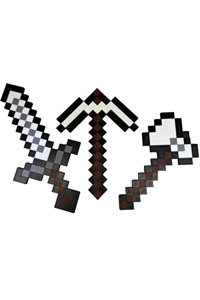 Tenzo Minecraft 20cm Kılıç-kazma- Balta Üçlü Demir Set