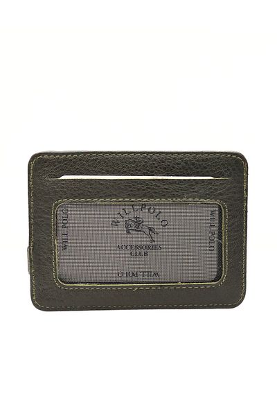 willpolo Genuine Leather Oversized Card Holder with Money and Id Compartment, Khaki Wallet 53