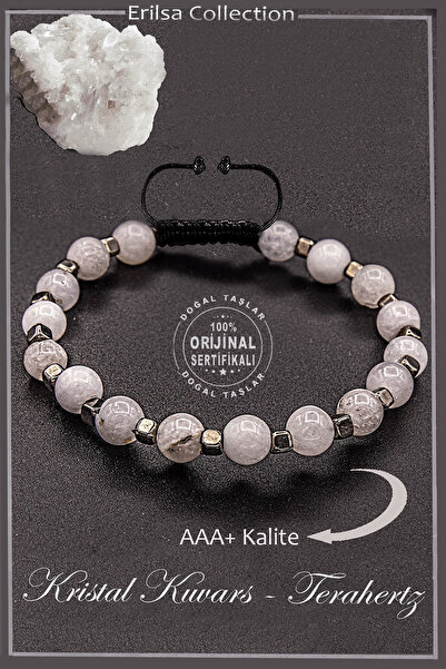 Erilsa Sertifikalı AAA+ Kalite Gerçek Terahertz - Kristal Kuvars Taşı Bileklik