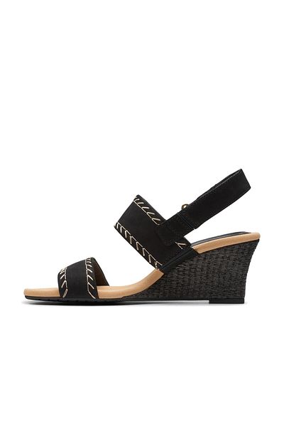 CLARKS Black Nubuck Sandals For Womens