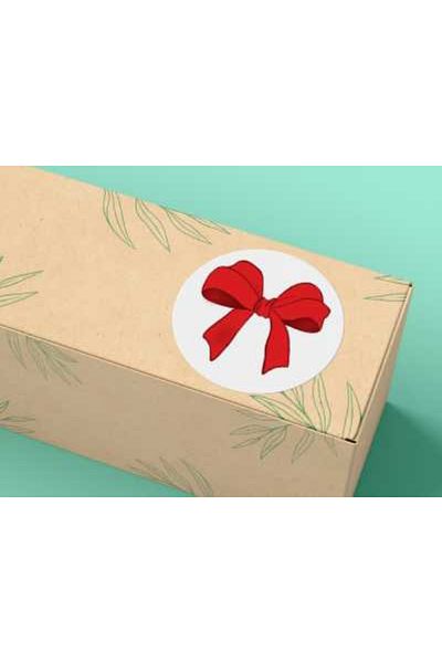 CASALINGHI 4 cm (90 Pieces) - Bow Printed Label Red Bow Round Matte Sticker Round Sticker