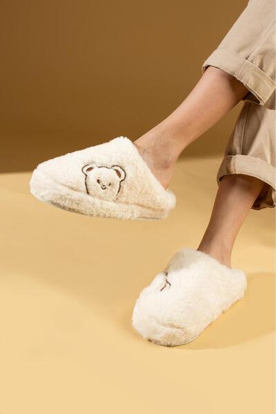 topukludünyası Χειμερινές γυναικείες παντόφλες εσωτερικού χώρου με κλειστό μπροστινό γούνινο αρκουδάκι