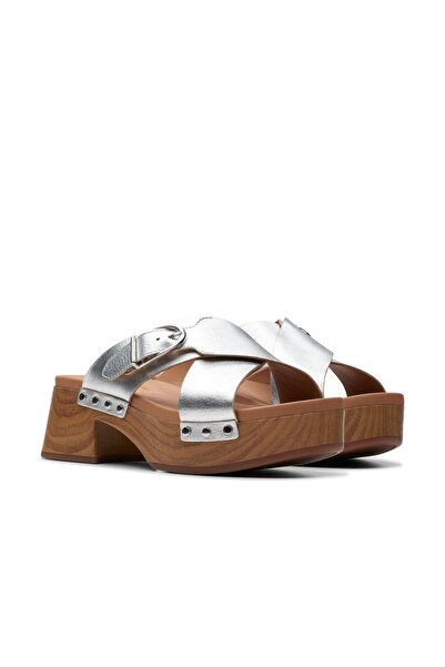 CLARKS Silver-colored Genuine leather Sandals For Womens