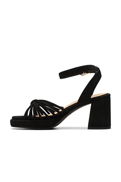 CLARKS Black Suede Sandals For Womens