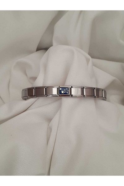 bijoux uniques Steel Gold Star Italian Charm Bracelet