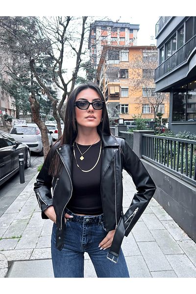 YERTEKS Damen Lederjacke Seamless