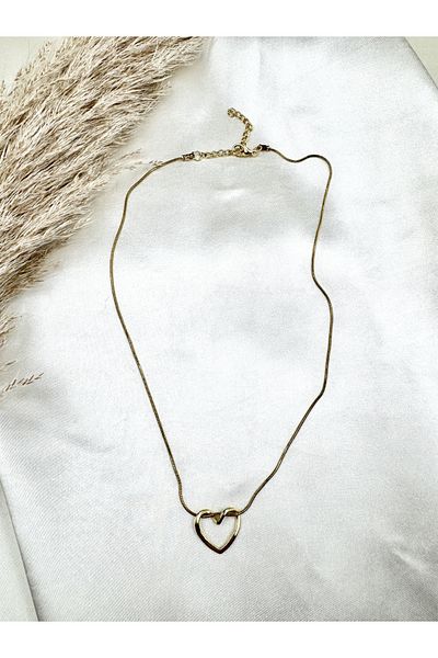 Eylülün Takısı Pinterest Style Steel Heart Necklace - Gold Color