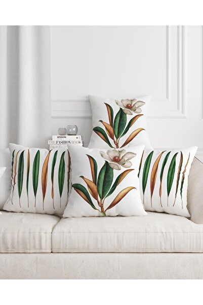 Şah Dekor Husă de pernă pentru cadou, cu model de flori de magnolie, cremă ve...