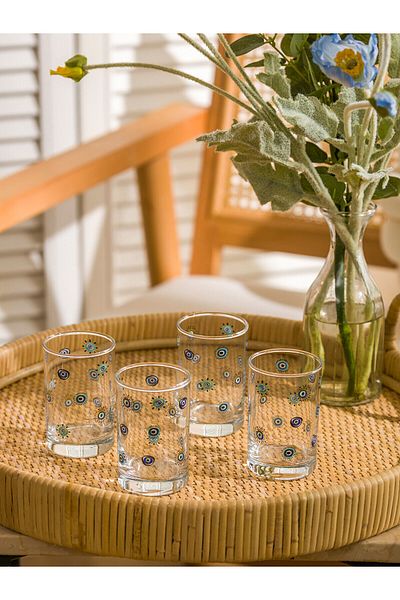 LC Waikiki Lcwk Eye Printed Glass Glass Set of 4 125 ml