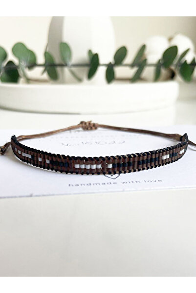 Butik Kişiye Özel Mors Alfabesi Kahverengi Ve Beyaz Miyuki Bileklik Seti-2 Adet