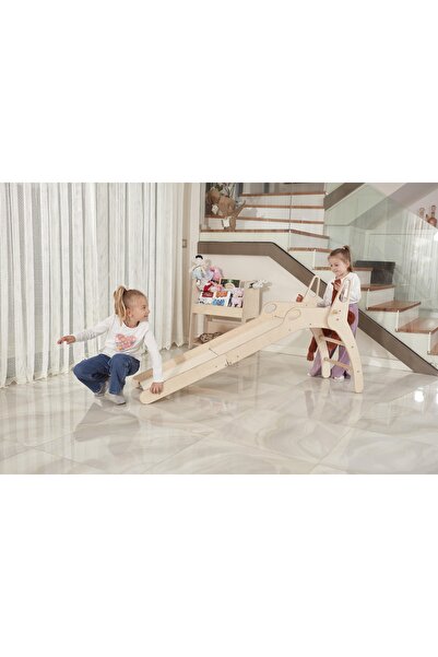 MONTETOYS Ahşap Montessori Kaydırak | Ahşap Katlanabilir Kaydırak | Montessori Kaydırak