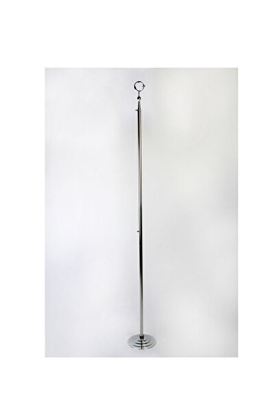 bayrakal Makam Bayrağı, Türk Bayrağı, Simli Telalı Bayrak Krom Direkli 224cm.