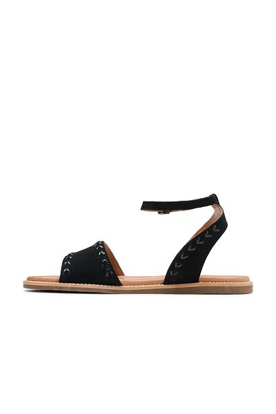 CLARKS Black Suede Sandals For Womens