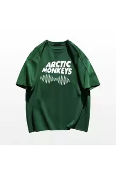 Boi Μπλουζάκι Unisex Rock Arctic Monkeys Band Design - Μαύρο και άσπρο βαμβακερό μπλουζάκι μεγάλου μεγέθους