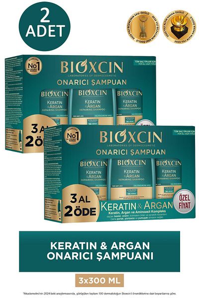 Bioxcin Keratin and Argan Repair Shampoo 300 ml - Buy 3 Get 2 2 Pcs