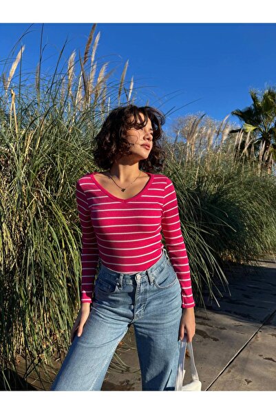 RESSHO ÇİZGİLİLİ KAŞKORSE BLUZ