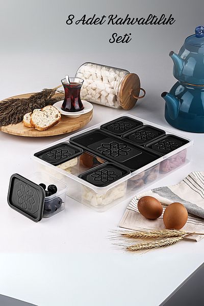 Heredot Mithra Life 8 Pcs Black Lids Breakfast Set Storage Container Mit1162