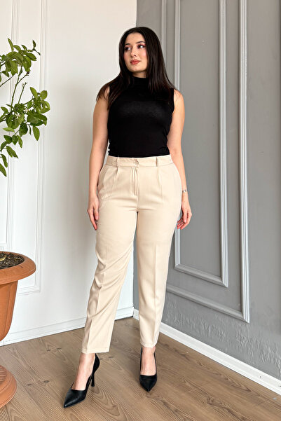 ModaPlaza Women's Battal Buttoned Trousers 7730