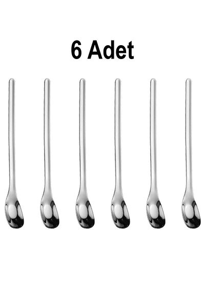 Chavin 6Pcs 15.5cm Silver Coffee Latte Cocktail Bartender Spoon - 304 Steel Cin942By