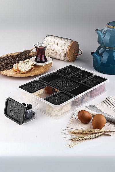 Heredot Mithra Life 8 Pcs Black Lids Breakfast Set Storage Container Mit1162