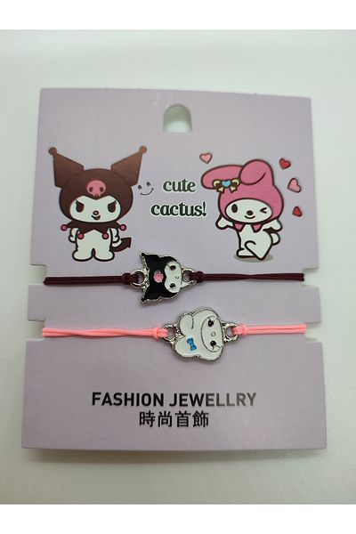 Mia Giyim Kuromi Melody 2-Piece Dating Bracelet Multicolor Adjustable Drawstring 2 Pieces