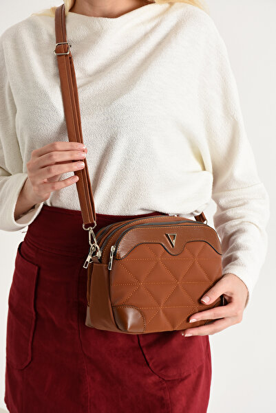 Kaya Bag Taba Üç Gözlü Kadın Omuz Ve Çapraz Çanta 17x24 Ebatında