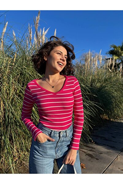 RESSHO ÇİZGİLİLİ KAŞKORSE BLUZ