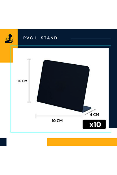 DamgaMarket Pvc Büyük L Kara Tahta Stand 10x10 Cm , Pastane,fırın,büfe,parti Masa Stand, Yazması Kolay