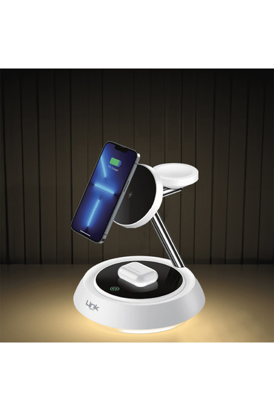 Linktech W797 3in1 15w Hızlı Şarj Masaüstü Kablosuz Şarj Standı
