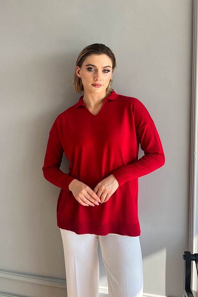 ModaPlaza Pulover de tricotaj cu gât polo pentru femei 5424