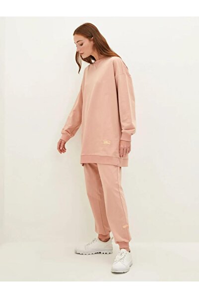 LC Waikiki LCW Modest Pembe Beli Lastikli Baskılı Kadın Eşofman Altı