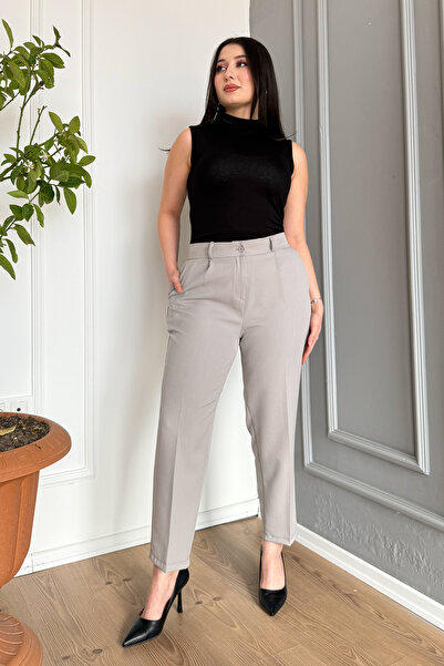 ModaPlaza Pantaloni supradimensionați pentru femei, cu nasturi, 7730