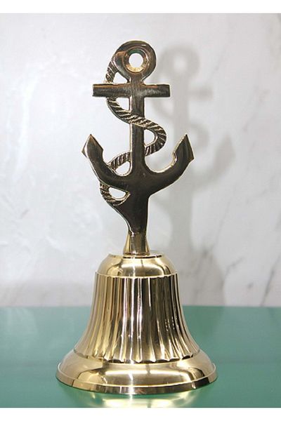 hediyeconcepti Anchor Design Hand Bell Made of All Brass 20cm