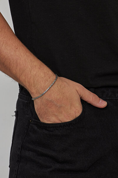 Ventino Silver 2.5mm Kral Kare 925 Ayar Gümüş Erkek Zincir Bileklik Veb-5001