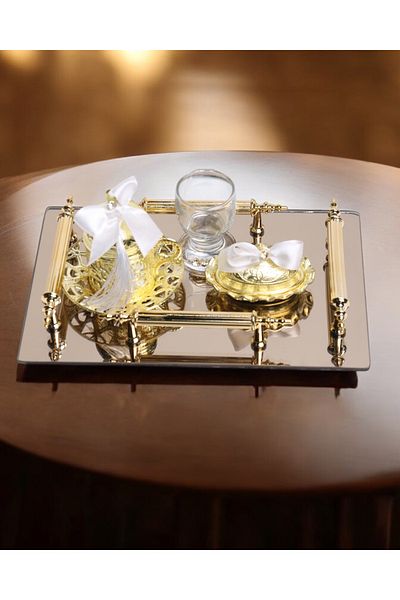CyzHome Reverence Gold Groom Cup Coffee Tray