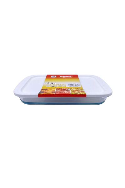 mijotex Clear/White Rectangular Glass Food Container 39.2x23.6x5.2 cm 2.9 L