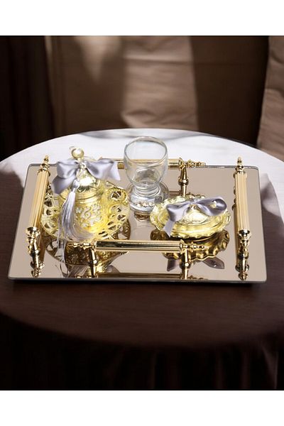CyzHome Reverence Gold Groom Cup Coffee Tray