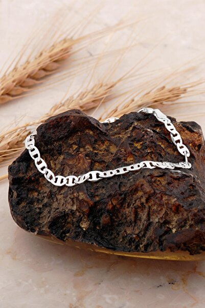 Sümer Telkari Barlı 4,5 Mm 20 Cm Gümüş Erkek Zincir Bileklik 4752