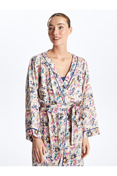 LC Waikiki Shawl Collar Floral Long Sleeve Women's Dressing Gown