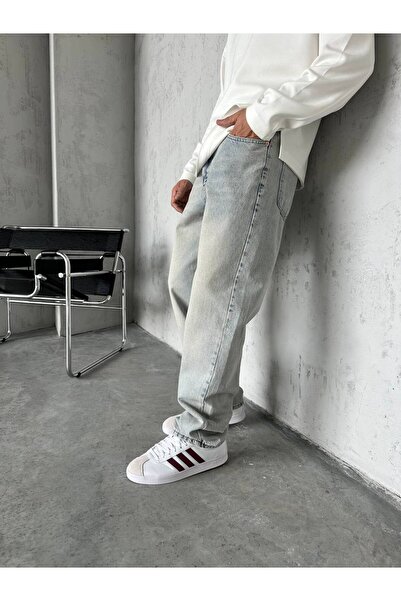 TÜZeMEN سراويل جينز فضفاضة قابلة للغسل باللون الأزرق الفاتح