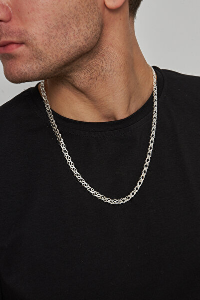 Ventino Silver 6mm Rambo 925 Ayar Gümüş Erkek Zincir Kolye Vek-3084