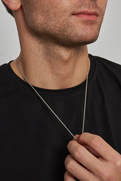 Ventino Silver 1,5mm Spiga 925 Ayar Gümüş Erkek Zincir Kolye Vek-3009