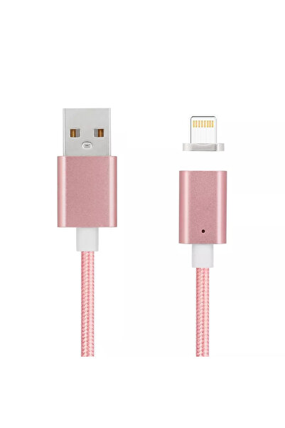 Genel Markalar Manyetik Mıknatıslı Iphone Lightning Şarj Kablosu Rosegold Has...