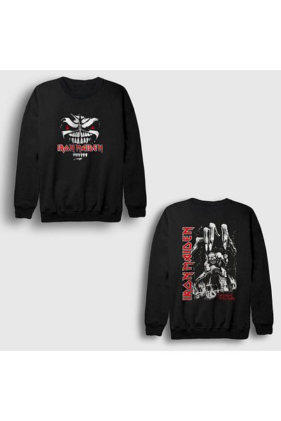 Presmono Унисекс суитшърт с щампа на гърба Black Beast Metal Iron Maiden 515918tt