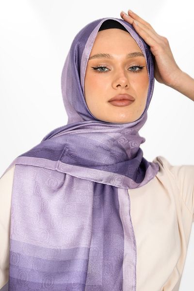 hijabchi Dark Lavender Trend Monogram Shawl Special Series New Collection