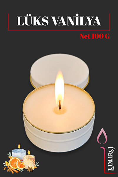 ANCİLLA Vanilya Kokulu, Teneke Kutuda Dekoratif Hediyelik Soya Wax Mum - Çap:...