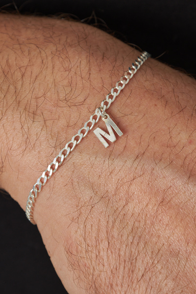 Ventino Silver Özel Harfli 3mm Gurmet 925 Ayar Gümüş Bileklik – Kişiselleştirilebilir ve Şık Tasarım Veh-1001