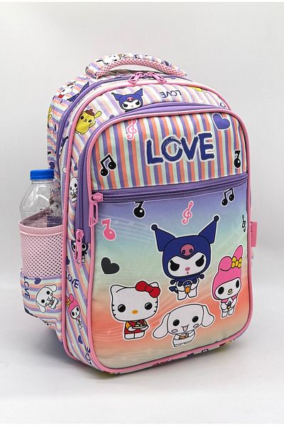 Bevitton Colorful Lilac First School Bag for Girl - Set of 2 Patterned Characters
